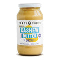 Jar of Forty Thieves Cashew Butter on a white background