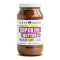 A Jar of Forty Thieves Superfood Butter Chocolate + Nuts + Seeds on white background