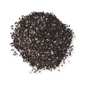 Pile of Black Chia Seeds on a White Background