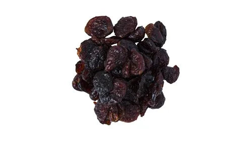 Cluster of cranberries sweetened with apple juice on a white background