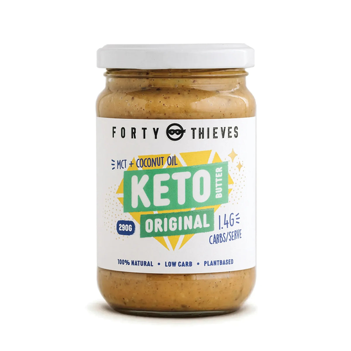 Jar of Forty Thieves Keto Butter on a white background