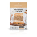 Keto Bread Loaf Mix packaging with a loaf of bread on a white background