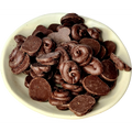 Bowl of chocolate chips on a white background