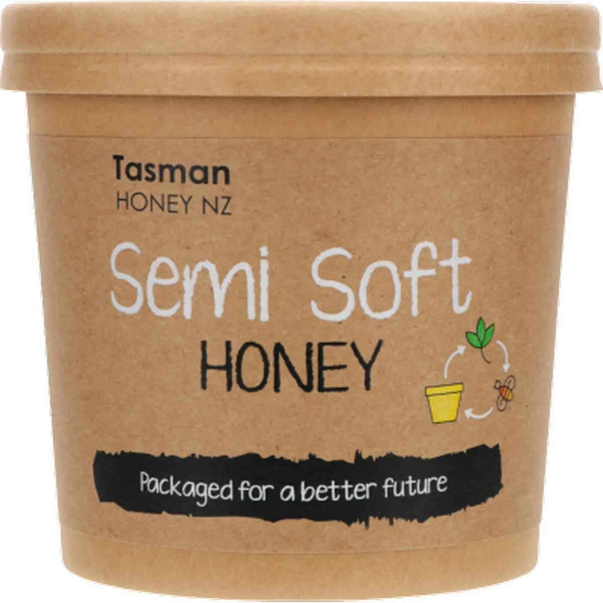 Tasman Honey NZ semi soft honey container on a white background