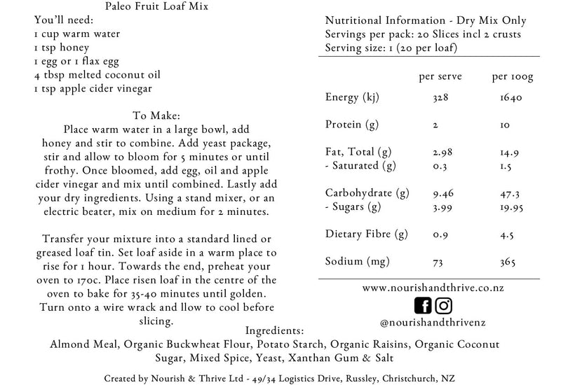 Paleo Fruit Loaf